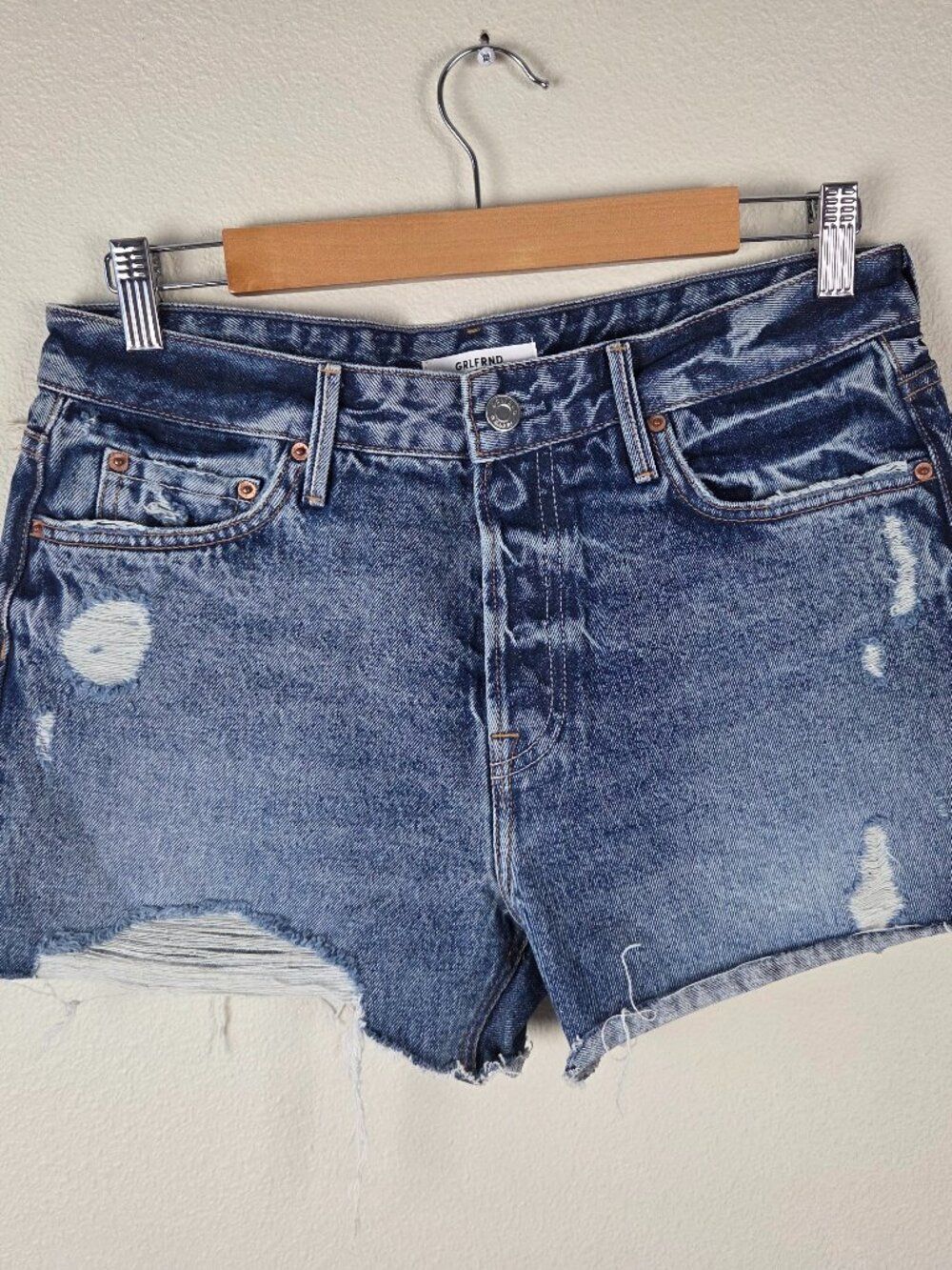 GRLFRND Girlfriend The Helena Short Size 27 Cut Off Denim Jean 100% Cotton NEW